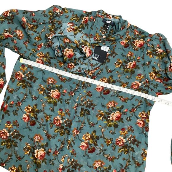 PAIGE Clemency Silk Blouse Green Size Medium NWT - Picture 6 of 15